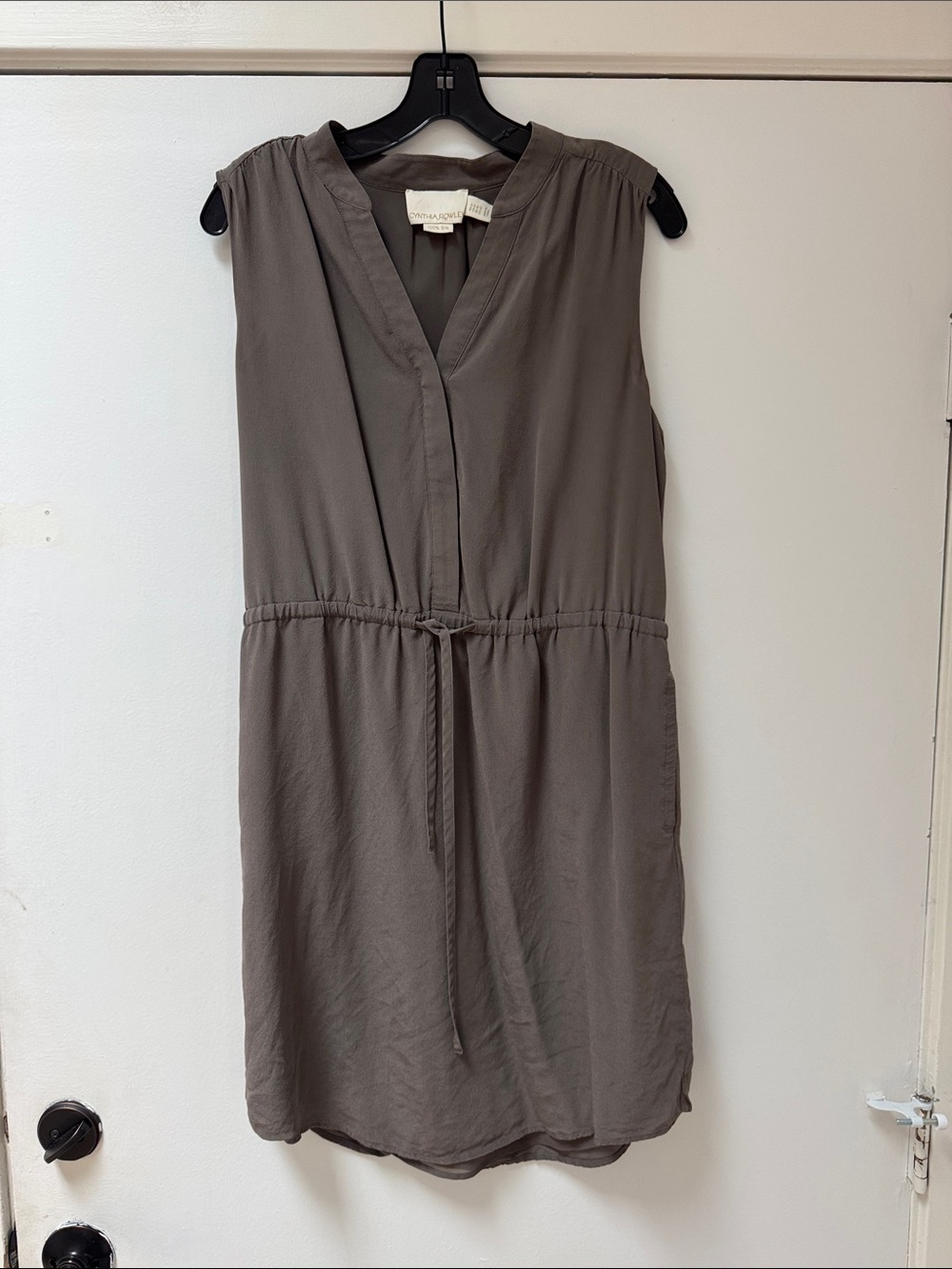 Cynthia Rowley Charcoal Gray Sleeveless Drawstring Dress